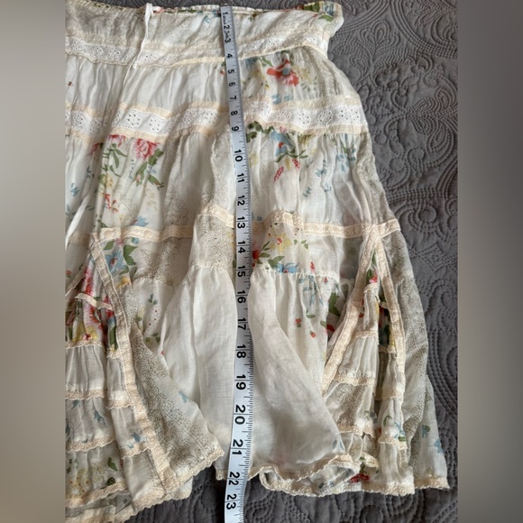 Vintage Johnny Was Floral Cream Skirt Sz M🎀 - Picture 4 of 11